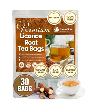 Lavendium Premium 30 Licorice Tea Bags 100% Natural & Pure from Licorice Root Warming and Natural Sweet Licorice Herbal Tea Eco-Conscious Tea Bags No Additives No Caffeine Vegan