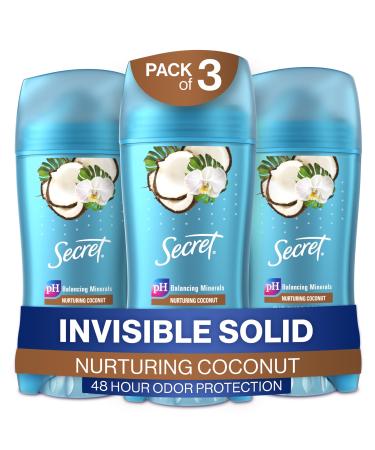 Secret Invisible Solid Antiperspirant and Deodorant Coconut Scent 2.6 oz (Pack of 3)