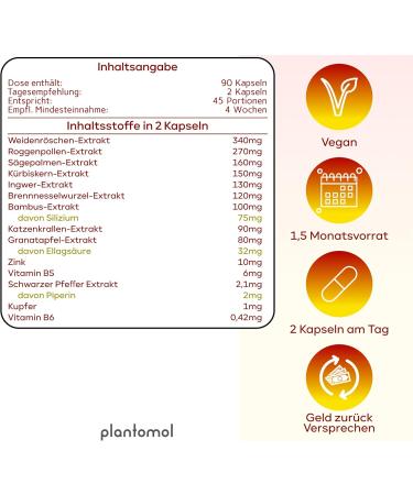 Shop 14 Times Complex!90 Prosta Plus Capsules - 14 Vegan Ingredients High-Dose Plantomol 90 Pieces - International Shipping Available - Buy Online on GoSupps.com