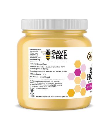 GloryBee Raw White Clover Honey - Pure, Natural, Unfiltered - Made In U.S.A - 3 lb (48 Oz) - Sweeten Dishes & Beverages - Supports Bee Conservation - Buy Online on GoSupps.com