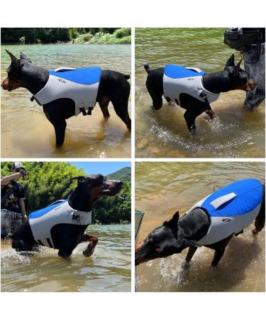 Dog Life Jacket Sport Style Dog Float Coat with Excellent Buoyancy Stylish Dog Swimming Safety Vest with Rescue Handle for Small Medium Large Dogs Blue S S (Bust 17"-22") Blue - Buy Online on GoSupps.com