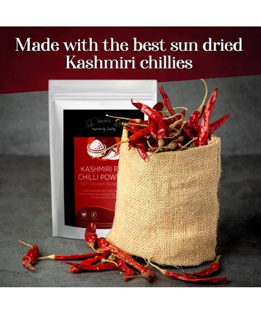 SpiceFix Kashmiri Red Chilli Powder 7 oz - Mild to Medium Heat Sun-Dried Indian Spice - Vegan, Natural Ground Chili in Resealable Bag - Buy Online on GoSupps.com
