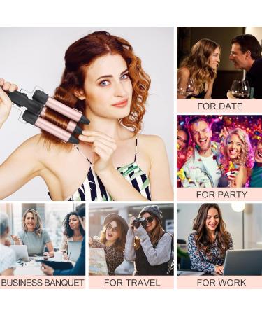 Lockenstab 3 Barrels Curling Iron for Beach Waves | Large Curls Mermaid Rod - 25mm Pink & Black - Perfect for Short & Long Hair - Buy Online on GoSupps.com