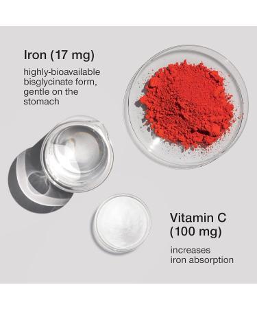 Gentle Iron Tablets 17mg - High Strength Iron Supplements for Women & Men with Vitamin C - Ferrous Bisglycinate for High Absorption - 60 Vegan Capsules - Energy Tablets for Tiredness and Fatigue - Buy Online on GoSupps.com