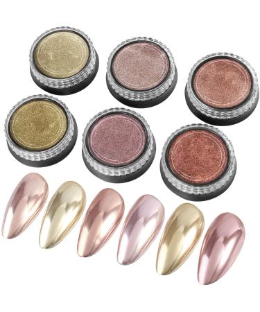 6 Colors Gold Chrome Nail Powder - 6 Jars Metallic Effect Chrome Powder Nail Ros gold Chromium Pigments for Nail Nail Powder Chrome Nails Champagne Gold Pigment Glitzer Powder Powder for Nails - Buy Online on GoSupps.com