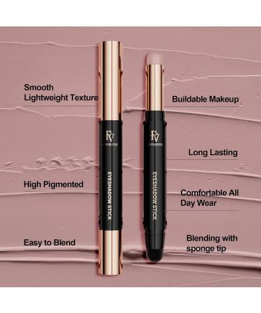 FV Long Lasting Cream Eyeshadow Stick - Waterproof High Pigmented Duo with Blender - Crease-Proof Natural Finish (02 Rose Matte - Buy Online on GoSupps.com