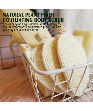 Eco-Friendly Natural Loofah Sponge Exfoliating Body Scrubber 3 Pack - Biodegradable Shower Luffa for Men and Women - Beige - Buy Online on GoSupps.com