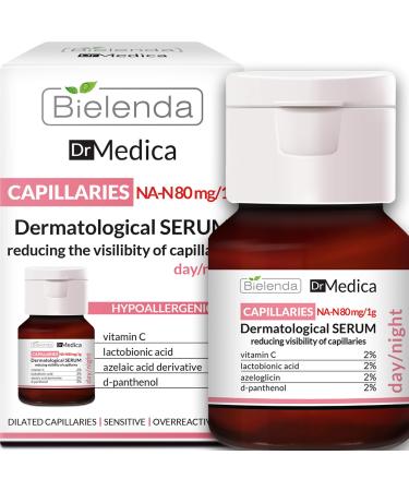 Bielenda Dr Medica - Effectively Reduces The Visibility Of Capillaries Brightens Discolorations - Dr Medica Capillary Skin Dermatologic Anti-Redness Face Serum Day/Night - 30 ml