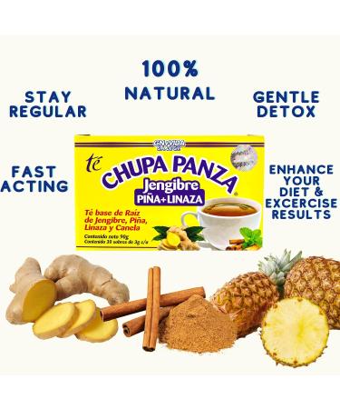 Buy CHUPA Panza Tea - Ginger Pineapple Flaxseed & Cinnamon | 60 Bags - International Shipping Available - Buy Online on GoSupps.com