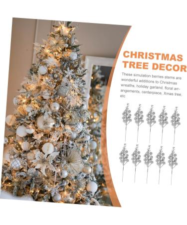 ABOOFAN 10pcs Christmas Imitation Berries Christmas Decorations Flower Garland Wreath Artificial Xmas Berry Stem Christmas Diy Berries Diy Berry Decor Christmas Tree Foam Artificial Fruit Silver 19X5X5CM - Buy Online on GoSupps.com