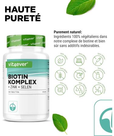 Complexe Biotine + S l nium + Zinc pour la peau les cheveux & les ongles - 365 comprim s - Sans additifs ind sirables - Haute dose - Vegan - Buy Online on GoSupps.com