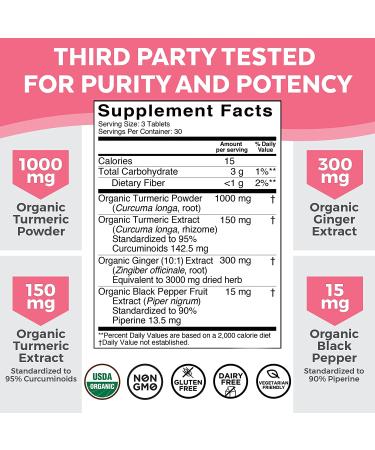 Viva Naturals Organic Turmeric Curcumin - 90 Tablets for Joint & Immune Support - Buy Online on GoSupps.com