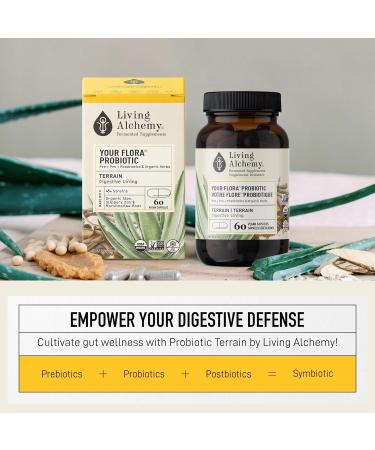 Gut Health Supplement - Your Flora Probiotic Terrain with Fermented Soybean Aloe Vera Prebiotics Digestive Enzyme Probiotics for Men & Women - Vegan Non-GMO - Living Alchemy 120 Pcs 120 count (Pack of 1) - Buy Online on GoSupps.com
