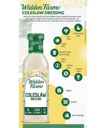 Walden Farms Coleslaw Dressing 12oz 2 Pack - Sugar-Free, 0g Net Carbs, Fresh & Delicious Salad Topping - Smooth & Creamy Condiment - 12 Fl Oz Bottles - Buy Online on GoSupps.com