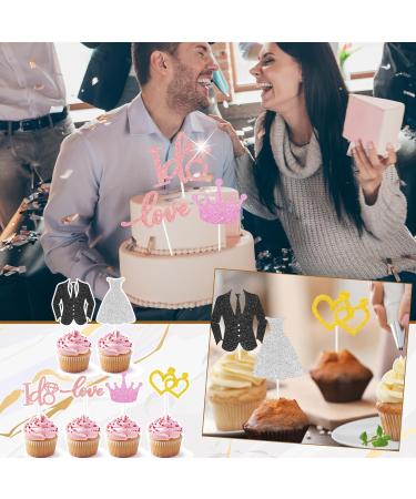 Sinload 72 Pack Wedding Cupcake Toppers Glitter Groom and Bride Love I Do Crown Ring Heart Cupcake Picks Wedding Cake Decorations for Wedding Engagement Party Bridal Shower Supplies - Buy Online on GoSupps.com