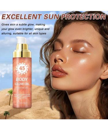 Body Glow Oil SPF 45 Broad Spectrum Body Oil Shimmer Sunscreen with Rose Gold Mica Lightweight Non-Sticky Moisturizing Coconut Absorbs Quickly 3.72 fl oz ROSE 02 ROSE - Buy Online on GoSupps.com