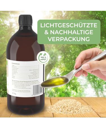Expert Sesame Oil - Bio Cold-Pressed Massage Oil for Ayurveda Skin & Hair Care - 1L with Spray Insert - Buy Online on GoSupps.com