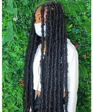 30 Inch Light Weight Butterfly Locs Crochet Hair 8 Packs Long Distressed Butterfly Faux Locs Crochet Hair 1B 30 Inch (Pack of 8) 1B(Natural Black)