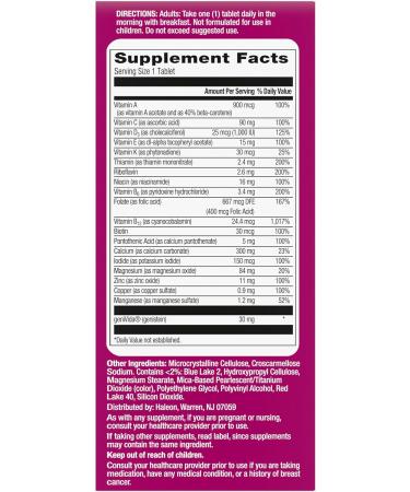 Centrum Complete Multivitamin Supplement + Hot Flash Support Menopause Support Tablets, with Clinically Studied geniVida, 30 Count - Buy Online on GoSupps.com