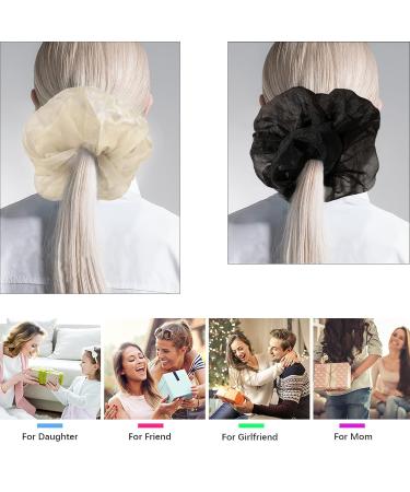 Satin Oversized Scrunchies for Women - Set of 4 Big Silk Hair Ties in Gray Pink - Jumbo Ponytail Accessories - Great Gift for Girls - Buy Online on GoSupps.com