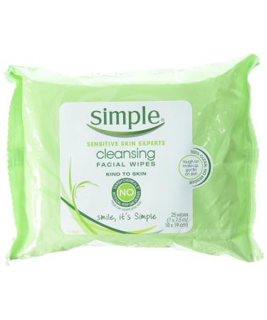 Simple Cleansing Facial Wipes 25 Count (Pack of 3) artificial perfumes and dyes 25 Count (Pack of 3)