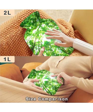 Buy NAANLE Transparent Hot Water Bottle with Tree of Life Cover - 1L Heat Bottle for Back Pain Relief & Cold Therapy | Green Forest Design - Buy Online on GoSupps.com