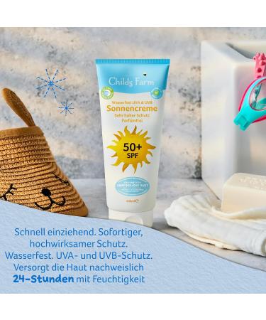 Childs Farm SPF 50+ Sunscreen for Children & Babies Waterproof UVA/UVB Protection 100ml | Ideal for Sensitive Skin & Eczema - Buy Online on GoSupps.com