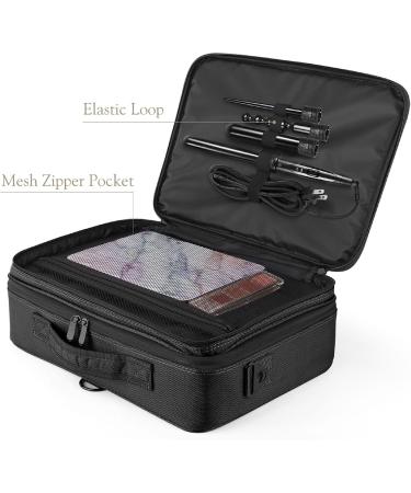 Luxspire Professional Makeup Bag Organizer - Travel Cosmetic Case with Adjustable Dividers & Mirror - Large Black Makeup Storage for Women - Buy Online on GoSupps.com