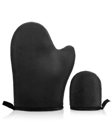 Molain 2 pieces of self-tanned glove with applicator of sunless tanning glove with thumb soft and facial tan for lotion mousse black