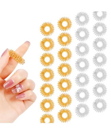40 pieces massage rings for finger acupressure finger massage ring anti -stress wellness massage for relaxation youthful adult fear stress relief (20 gold + 20 silver) - Buy Online on GoSupps.com