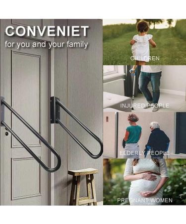 28Inch Hand Rails Multifunction U-Shape Stair Railing for 1-3 Step Stairs Sturdy Wrought Iron Handrail Wall Mounted Grab Bars for Stairs Porch Indoor Outdoor Black - Buy Online on GoSupps.com