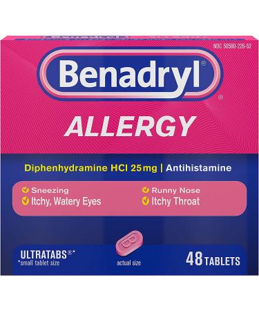 Benadryl Ultratabs Antihistamine Allergy Medicine - 48 ct Diphenhydramine HCl Tablets - Buy Online on GoSupps.com