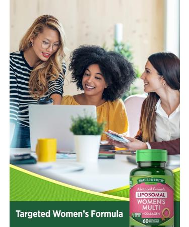 Nature's Truth Liposomal Multivitamin with Collagen for Women - 60 Softgels | Non-GMO & Gluten Free - Buy Online on GoSupps.com