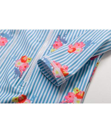 Bonverano Baby Girls Swimsuit UPF 50+ with Sun Cap, Blue Flowers, 2-3 Years - Buy Online on GoSupps.com