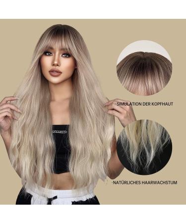 Shop Testar 28 Inch Ombre Blonde Wig - Natural Curly Wavy Hair for Everyday Halloween Party & Cosplay - Buy Online on GoSupps.com
