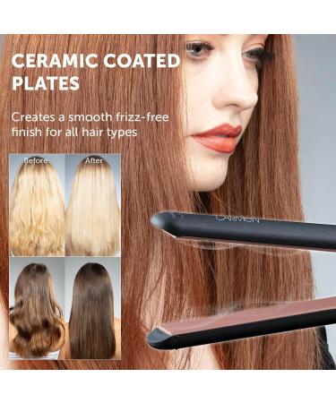 Carmen C81054 Noir Hair Straightener with Ceramic Plates and Anti Tangle 360 Swivel Cord - Black & Rose Gold - Buy Online on GoSupps.com