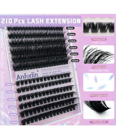 Anforlin Fluffy Lash Extension Kit - 210PCS 80D+100D Individual Eyelashes for DIY Beginners - Includes Lash Bond Seal & Tweezers - 8-16mm Lashes - Buy Online on GoSupps.com