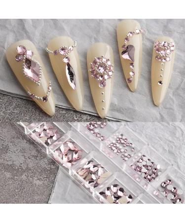 FEIlei 12 Grids Box Set Flat Back Rhinestones and Small Round Diamond Combination for DIY Nail Art Accessories Crystals - Buy Online on GoSupps.com