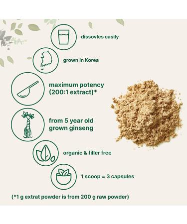 Premium Organic Korean Red Panax Ginseng Powder 200:1 Extract - 4 Ounce | High Ginsenosides | Vegan-Friendly | Maximum Strength (1 Pack) - Buy Online on GoSupps.com