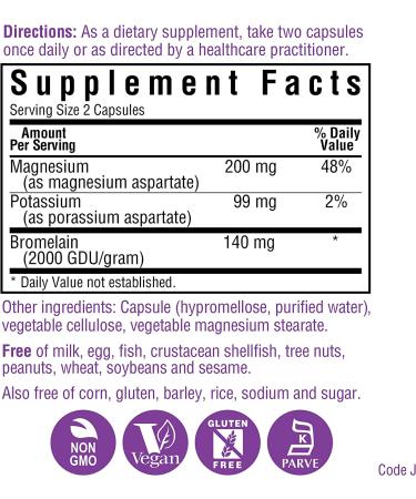 Bluebonnet Magnesium Potassium Plus Bromelain - 120 Vcaps for Optimal Health - Buy Online on GoSupps.com