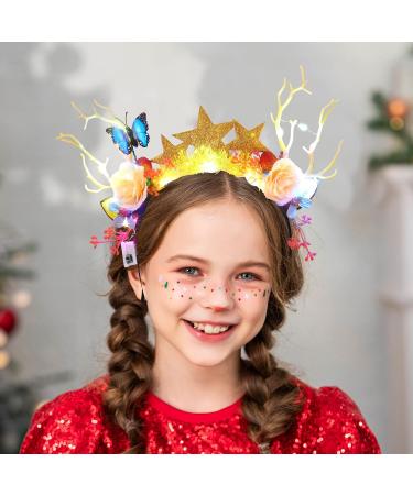 Fashband Christmas Headbands Light Up Reindeer Antlers Hair Band LED Stars Flowers Headband Festival Party Xmas Hair Accessories for Women Girls - Buy Online on GoSupps.com