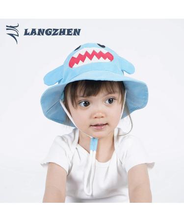 LANGZHEN Beach Sun Protection Hat for Baby Girls 2-4 Years | Wide Brim Toddler Kids Play Hat with Chin Strap | Shark-crab Design - Buy Online on GoSupps.com