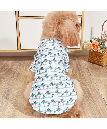 Yanmucy Hawaiian Shirt for Small Dogs | 2-Piece Summer Pet Clothing | Cool Breathable Coconut Tree Pattern | XL White & Blue Dog Shirts - Buy Online on GoSupps.com
