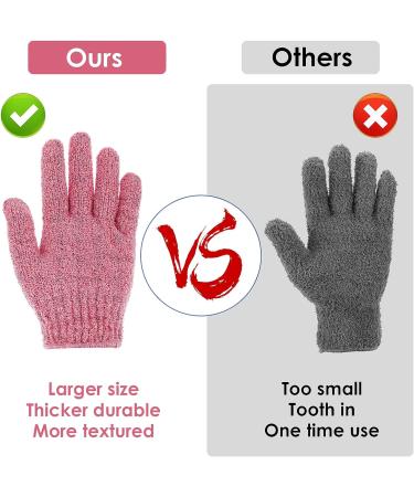 Sibba Exfoliating Gloves for Shower - Natural Loofah Bathing Gloves for Body and Face - Dead Skin Remover - Double Sided Microfibre - Adults and Kids (Red) - Buy Online on GoSupps.com