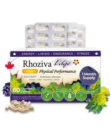 Rhoziva Edge - Horny Goat Weed Siberian Ginseng Maca Powder Libido Booster for Men and Woman Natural Stress Relief & Mood Support | Rhodiola Rosea Adaptogenic Supplement | Vegetarian Capsules 60 Count
