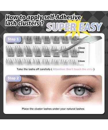 Self Adhesive Eyelashes - 156 Pcs No Glue Needed Long Lasting & Invisible Strip Tape - Natural Look Press-On Eyelash Clusters - Buy Online on GoSupps.com