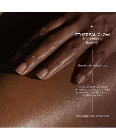 Organic Vegan Skincare - USA Made Hydrating Shimmer Gold Glitter Body Oil | Ethereal Glow 4 fl oz - Buy Online on GoSupps.com