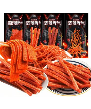 MKSDDF - 58g x 4 packs Latiao Spicy Strips Chinese Snacks Chinese Snacks Latio Spicy Snack Combination-Casual Snacks-Office Snacks - Mix and Match (Slices - Buy Online on GoSupps.com