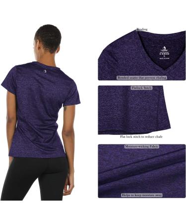 Icyzone Women's Sports Fitness T-Shirt 3-Pack - Short Sleeve V-Neck Running & Yoga Tops in Royal Blue Purple Charcoal - International Shipping Available - Buy Online on GoSupps.com