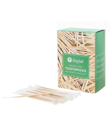 KingSeal Individually Cello Wrapped Mint Flavor Birch Wood Toothpicks, 2.5 Inch - 4 Boxes of 1000 per Box (4,000pcs total) 4000